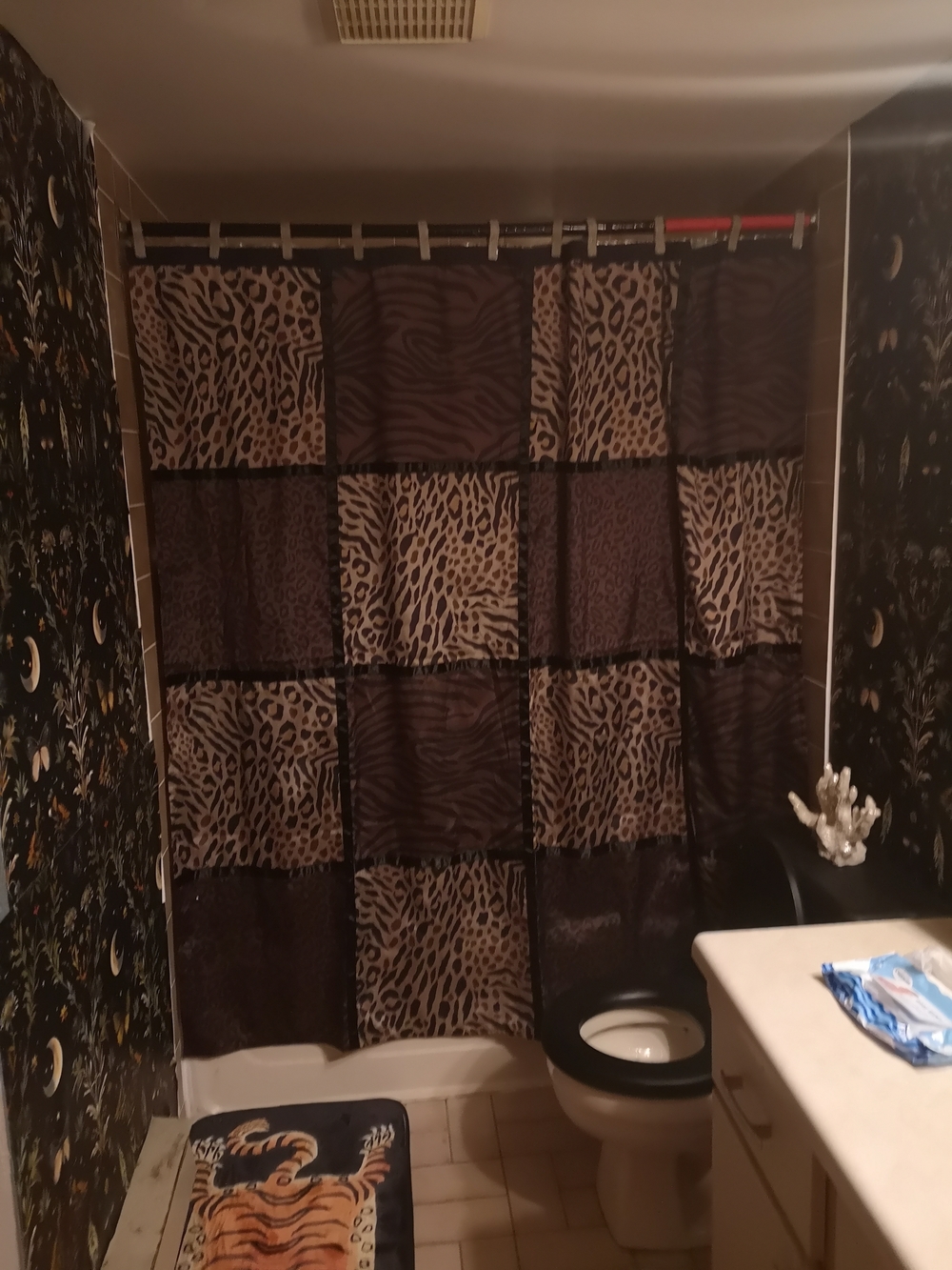 Leopard Patchwork Shower Curtain - Brown